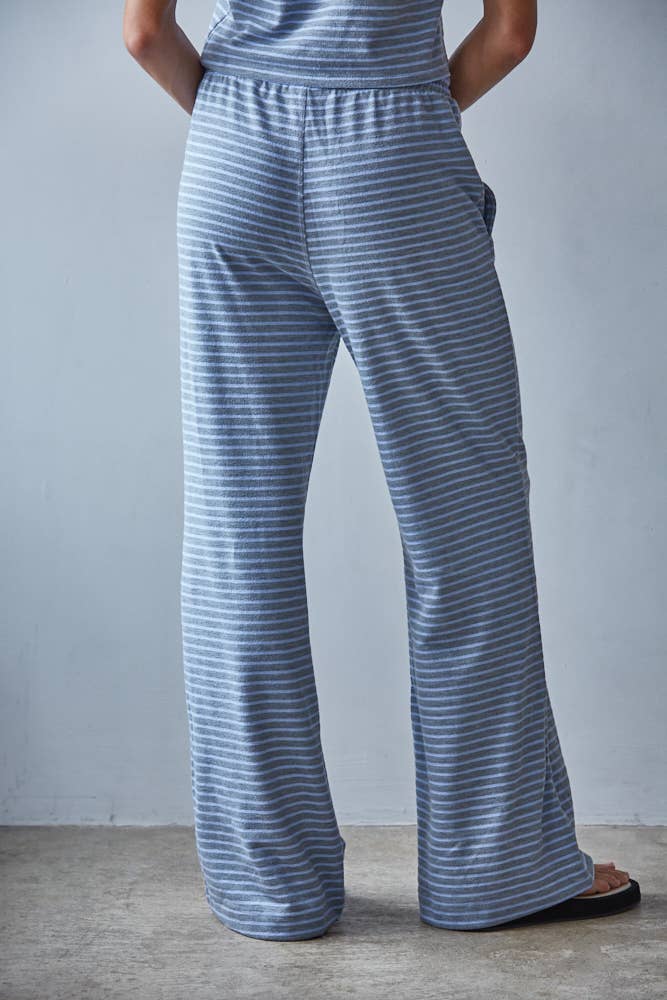 By Together - Wholesale Lounge Sweatpants/Joggers - Women's - L8945B | Knit Polyester Cotton Striped Flare Pants2