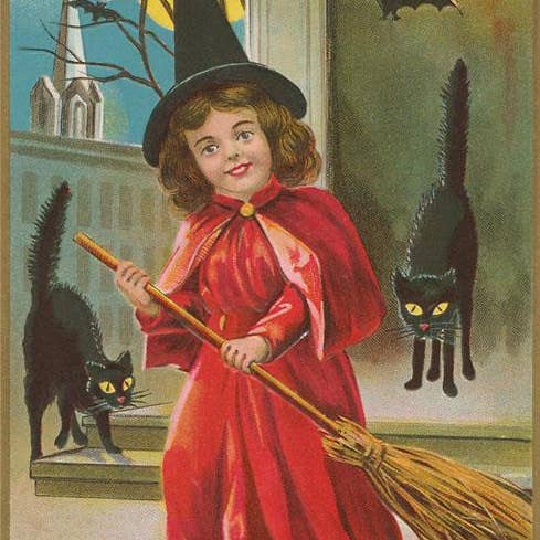 Art Print HW-186 Little Witch Girl, Halloween for wholesale by Found Image Press