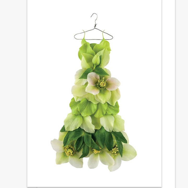petal & pins - Wholesale Everyday Greeting Card - Green Hellebore Dress - Floral Greeting Card0