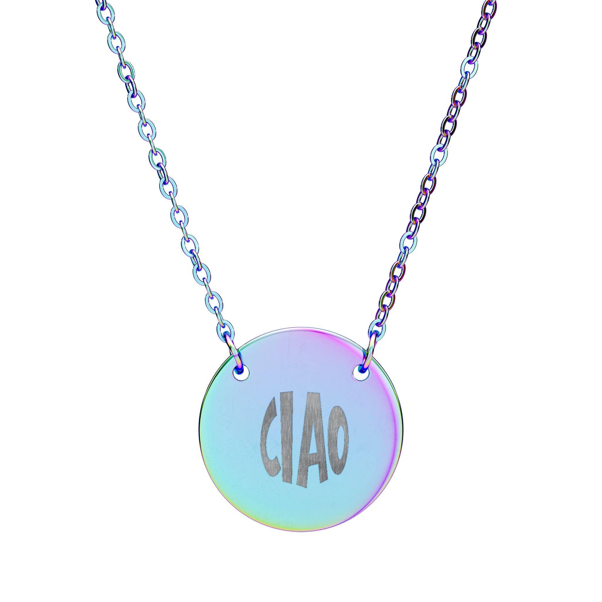 MARA Style - Wholesale Pendant/Charm Necklace - Engraved Circle Necklace - 'Ciao' Statement Jewelry2