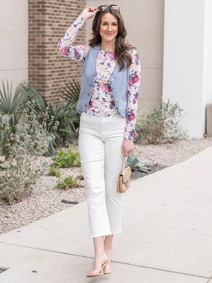 Mid Wash Denim Vest in Mid-Wash for wholesale on Faire2