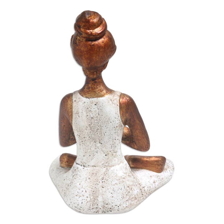 OMA - Eclectic Home - Wholesale Sculpture - Yoga Lady Statue Meditating Peace Harmony Statue Handpainted