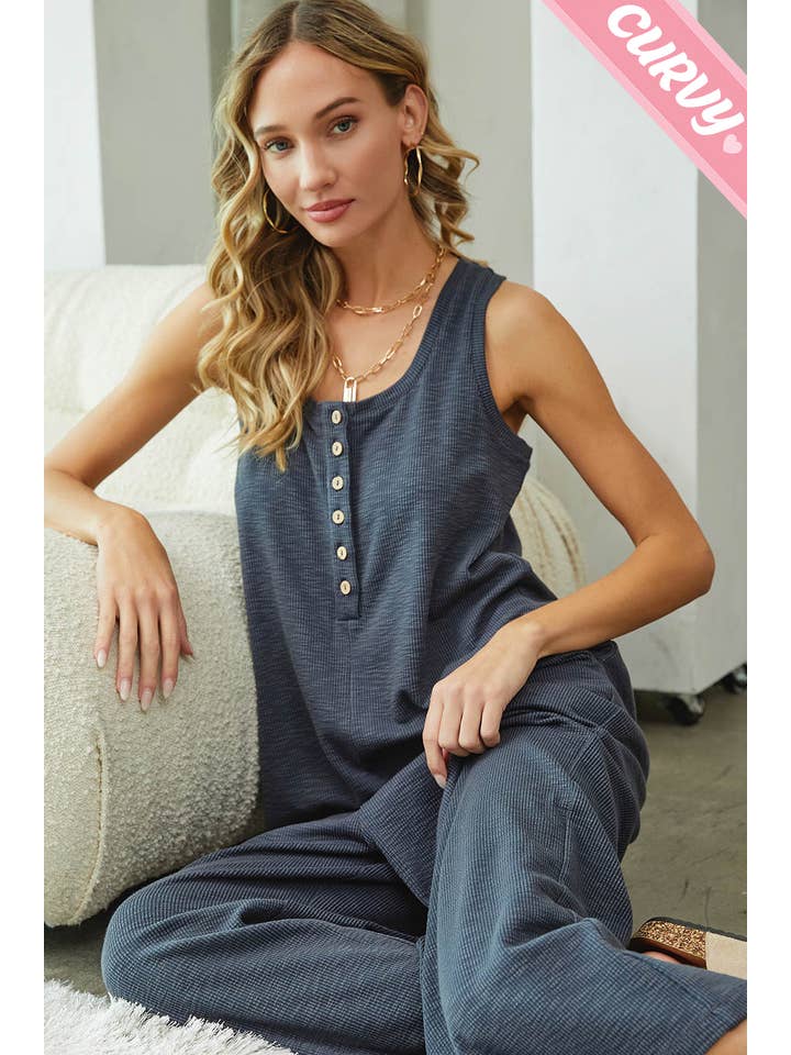 Sweet Lovely by Jen - Wholesale Jumpsuit - Women's - PLUS SIZE DAILY RELAXED BUTTON DOWN JUMPSUIT10