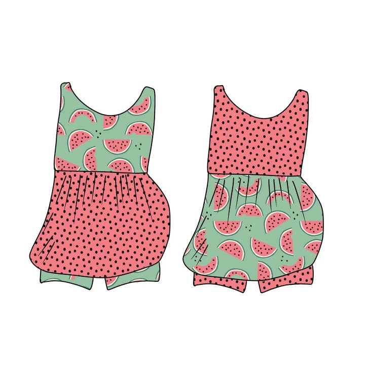 Watermelon Sleeveless Bubble Romper Toddler for wholesale by Remi Rae’s LLC