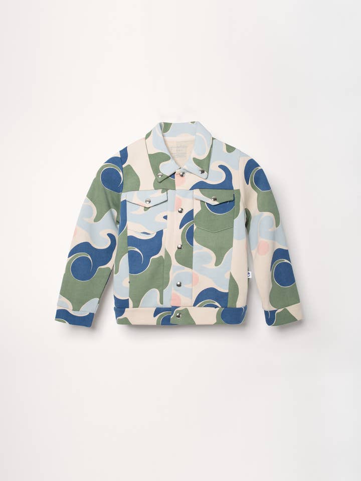 Organic Pima cotton kids jersey jacket - wave for wholesale by Granelito