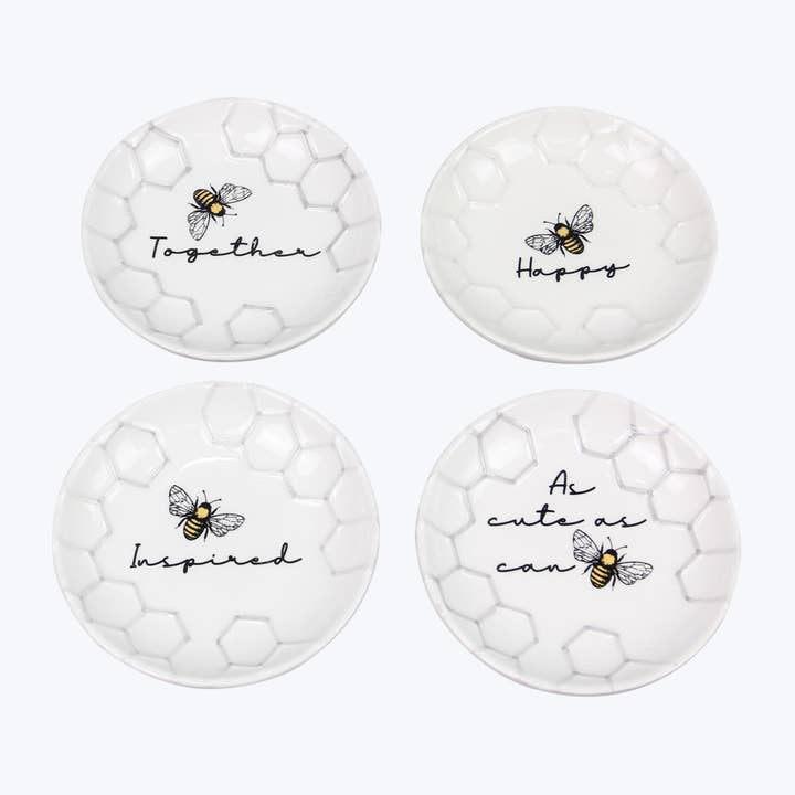 Young's - Wholesale Dish - Honey Bee Ceramic Trinket Dish, 4 Assortments (Sku#: 11448)