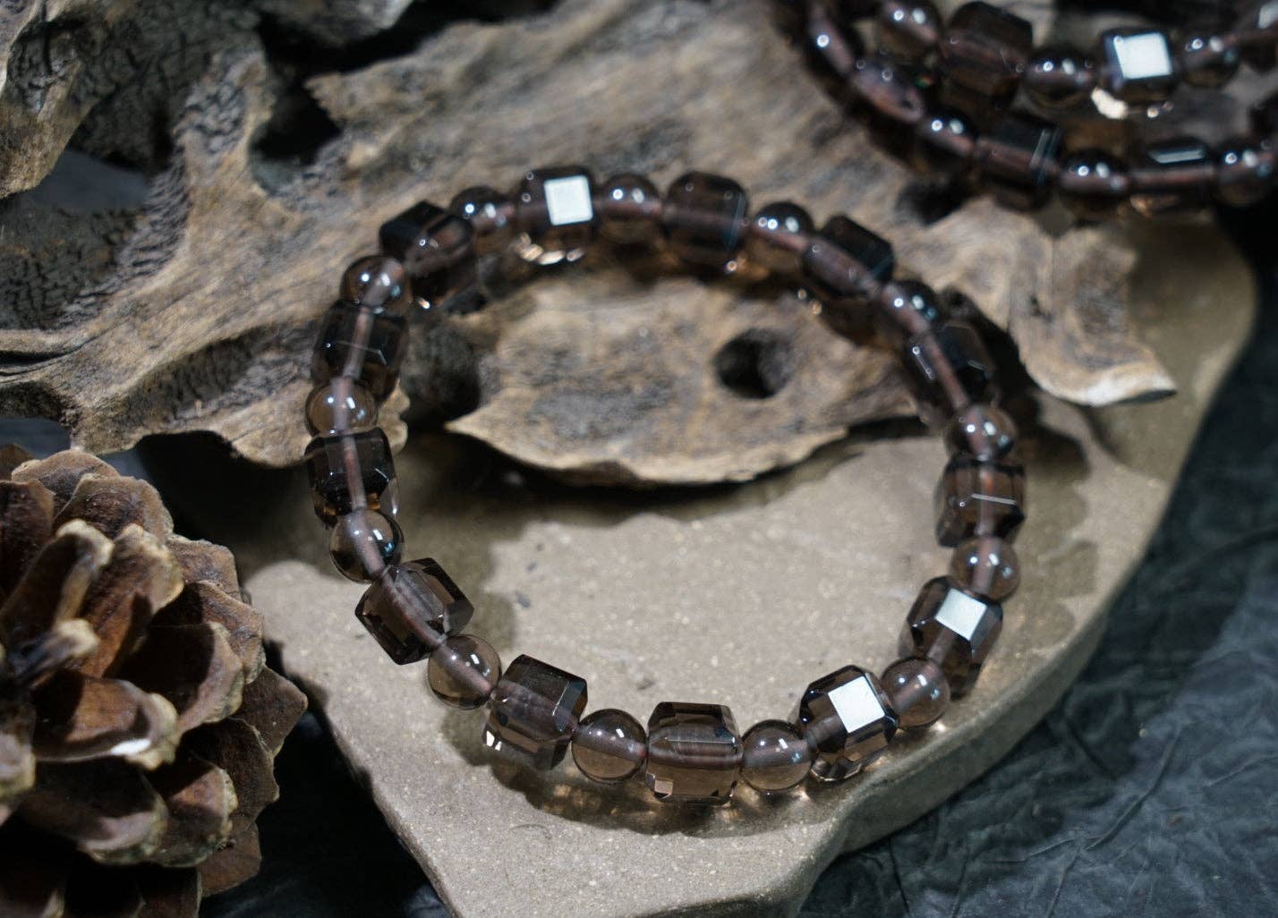 Moon Rituals - Wholesale Beaded Bracelet - Ice Obsidian Cube Bracelet – Natural Black Crystal Jewelry for Protection, Grounding & Christmas Crystal Gift14