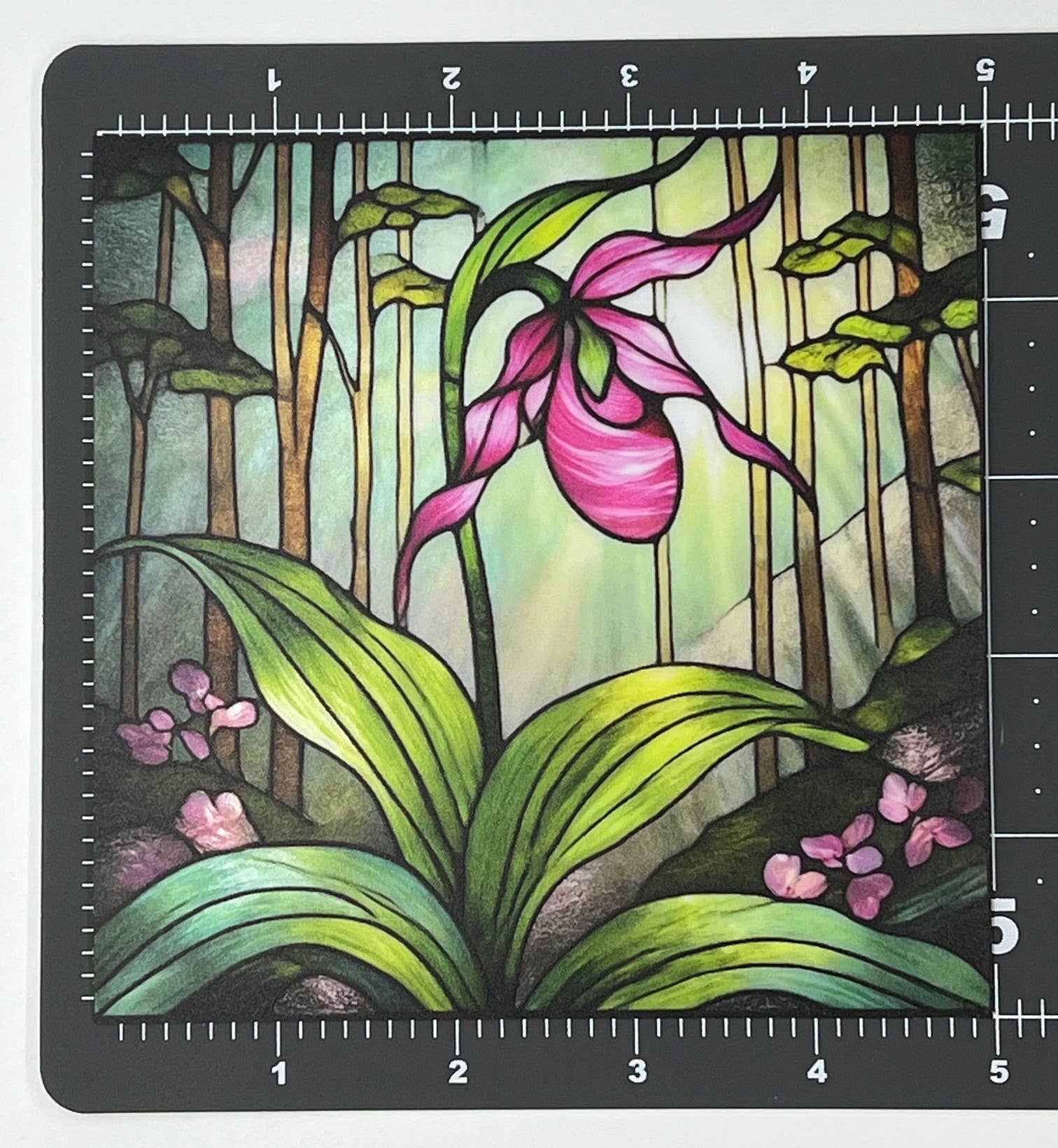 Cosmic Artware - Wholesale Suncatcher - Stained Glass Vinyl Window Cling, Pink Lady Slipper2