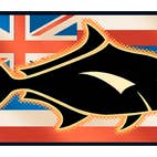 Hawaiian Flag Ulua Decal for wholesale by nalu blue