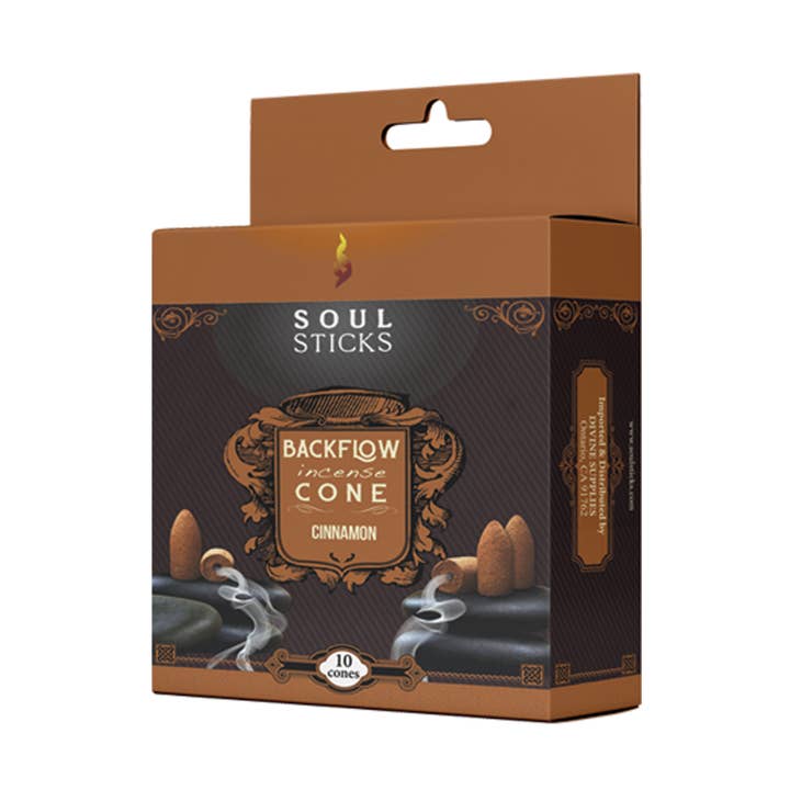 Soul Sticks - Cinnamon Backflow Cones (12) for wholesale by Designs by Deekay Inc.