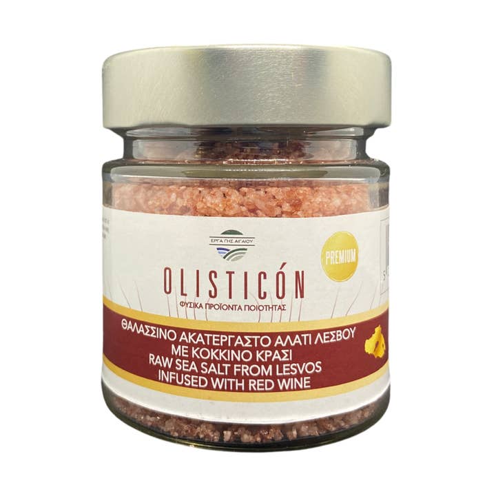 NATURAL UNREFINE SEA SALT OF LESVOS GREECE INFUSED WITH WINE for wholesale by OLISTICON