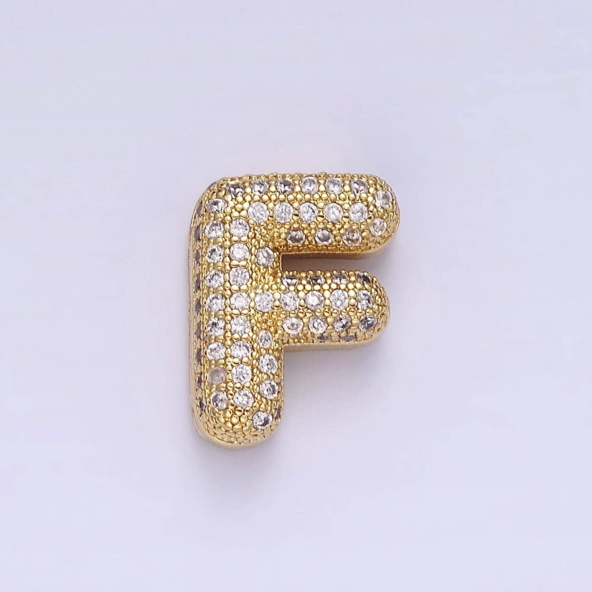 Aim Eternal – wholesale Individual charm/pendant – 14K Gold Filled 15mm Micro Paved Balloon Bubble Initial Letter Pendant | A1171-A11835