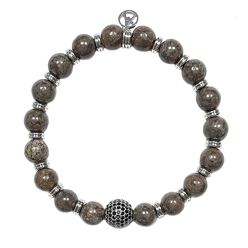 AMORINO SRL - Venta al por mayor Pulsera de cuentas - Pulsera Elástica para Hombre con Piedras - KM23111E614/615/6163