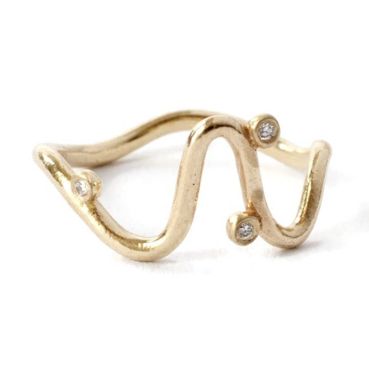Wholesale Squiggle 3 Diamond Ring -R912YG, R912PG, R912WG for wholesale by Linn.