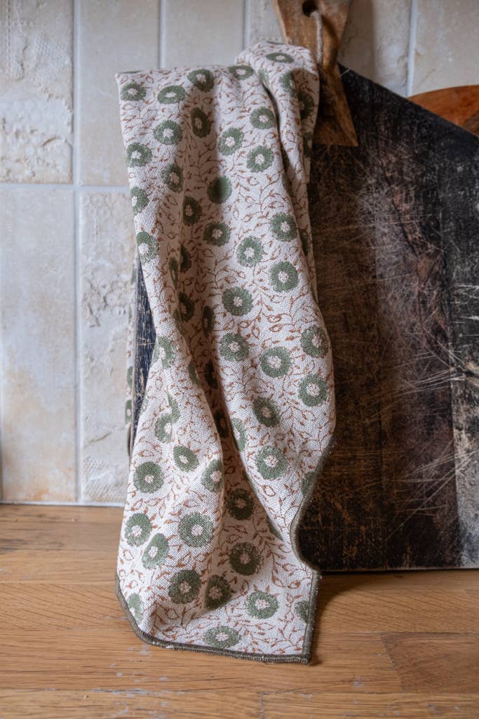 Nayda Diaries - Wholesale Tea Towel - Floral block beige kitchen towel0