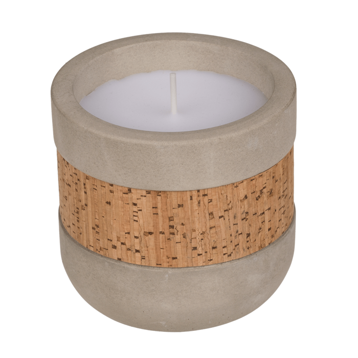 Out of the blue KG - Wholesale Jar/Filled Candle - Candle in cement pot with corc decoration,1