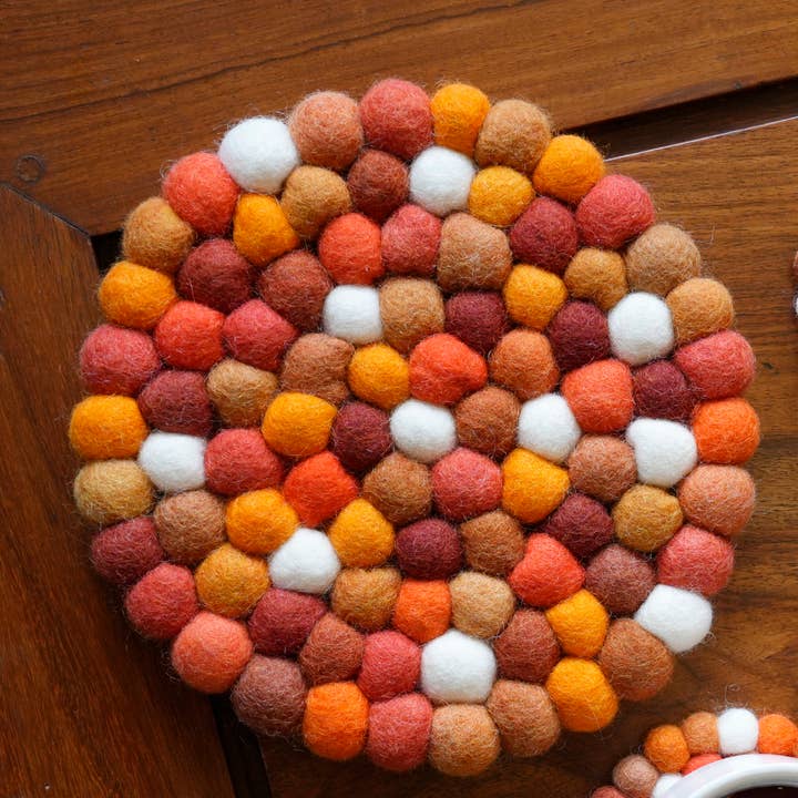 Felted Trivet, Orange Hue Large Trivet, 100% Wool for wholesale by Everest Pet Supply & Gifts