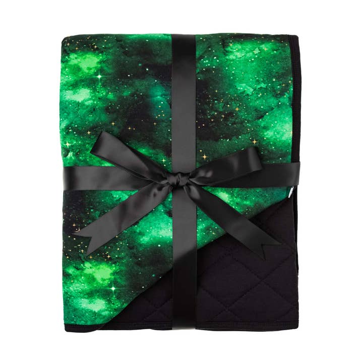 Wicked Cute | Green Galaxy Elixir | Mini Quilted Bamboo Baby Blanket for wholesale by Little Popp Crew