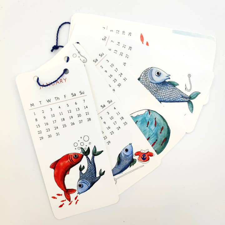 Mini-Wandkalender 2024 — Die Evolution der Fische für den Großhandel von Papetri paperworks