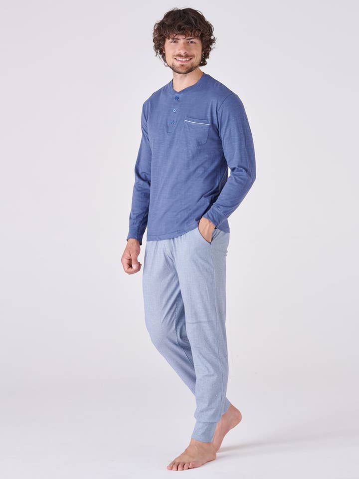 Lange Blauwe Pyjama voor wholesale door Pigiamiamoci