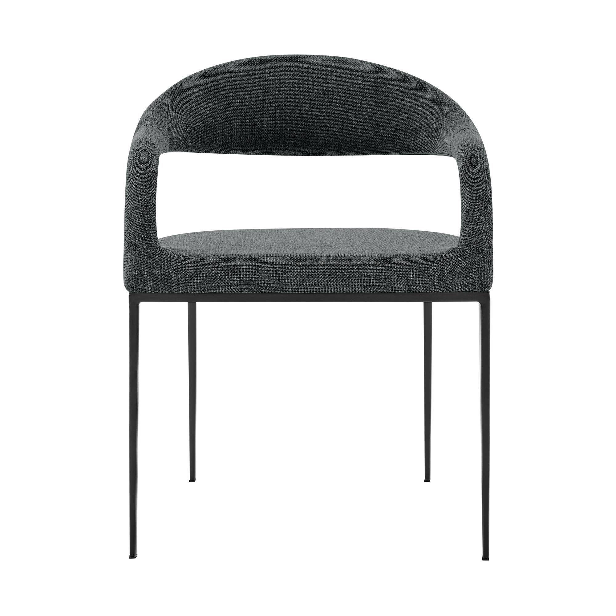 HomeRoots - Wholesale Chair - Set of Two Gray And Black Upholstered Polyester Open Back Dining Arm Chairs3