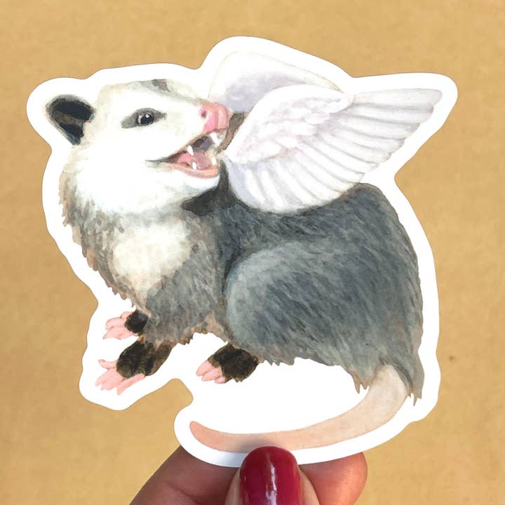 Amy Rose Moore Illustration - Wholesale Sticker - Possum with Wings #1 - Vinyl STICKER 1