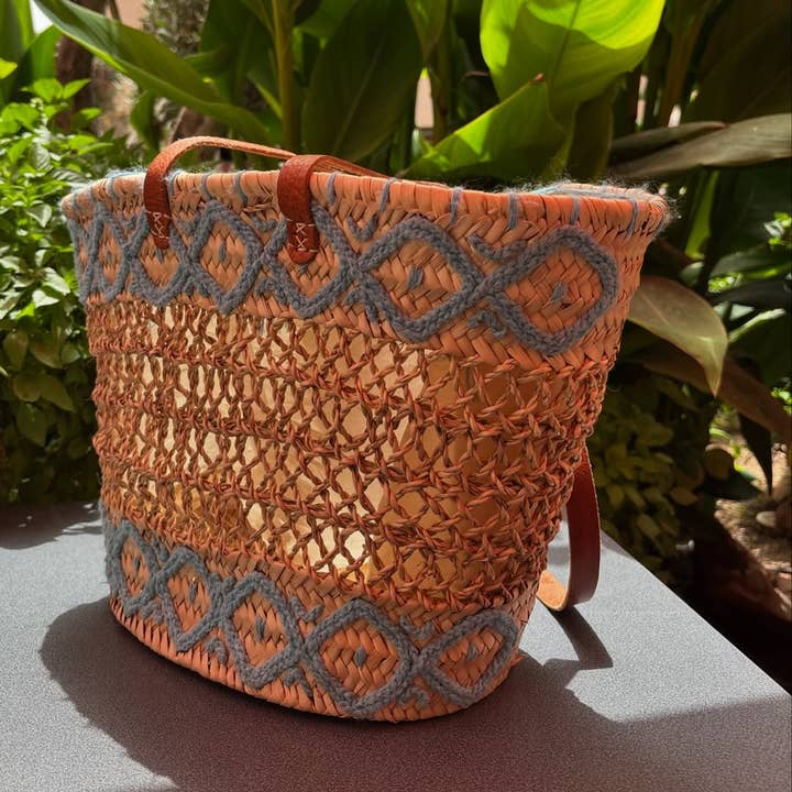 Natural Handwoven Straw Tote – French Market Basket for wholesale by craftberber