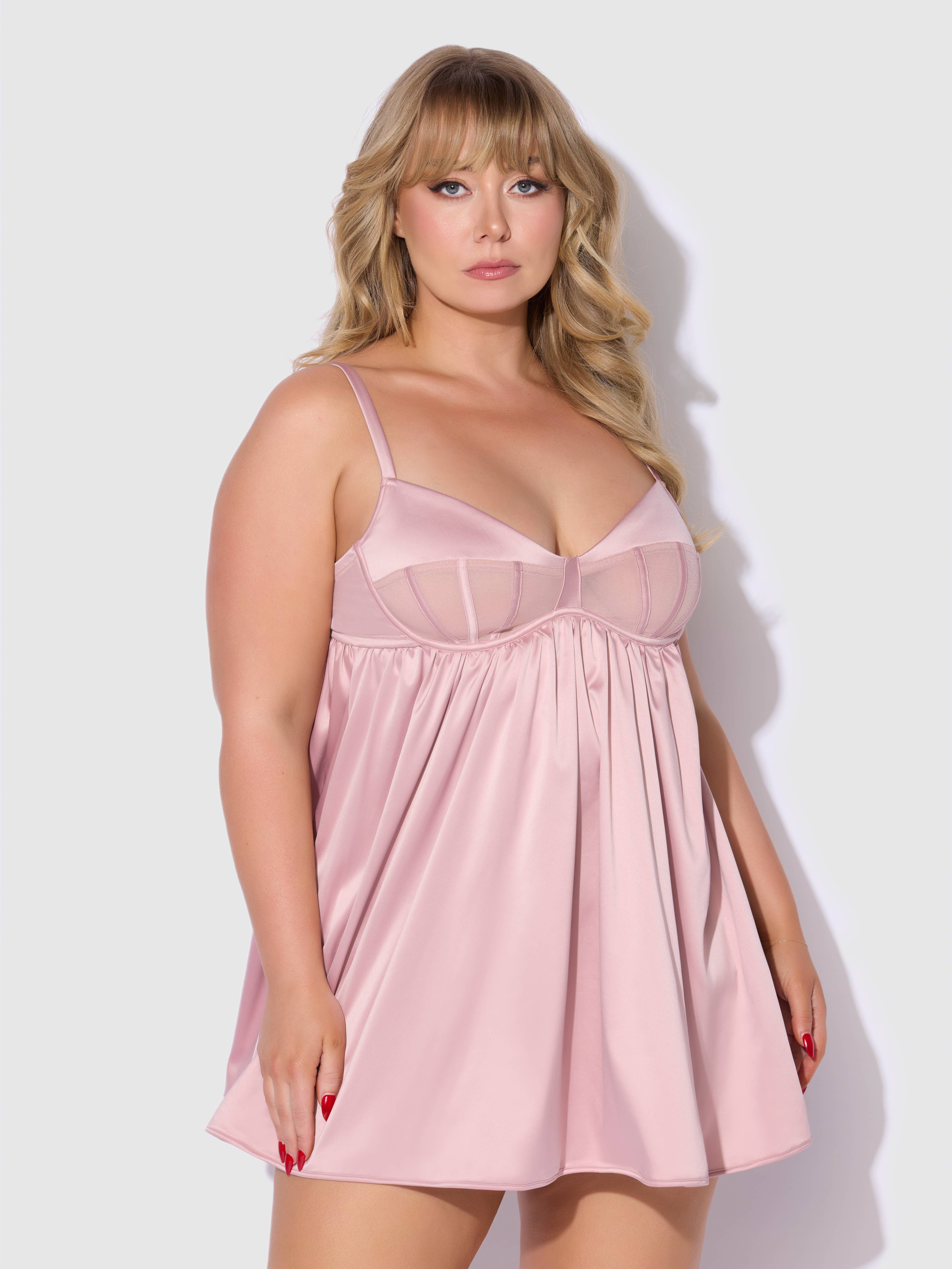 House of Desire – wholesale Underkläder - Dam – BRIGETA SATIN & MESH KORSETTBABYDOLL & G-STRING SET14