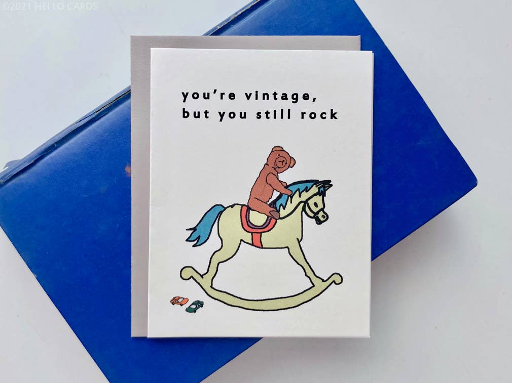 HEI LO CARDS – wholesale Birthday card – "Vintage Rocker" Old Toys Birthday Card3