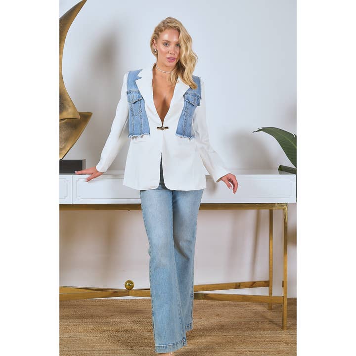 OVERSIZE-BLAZER MIT JEANSDETAIL für den Großhandel von DORCAS
