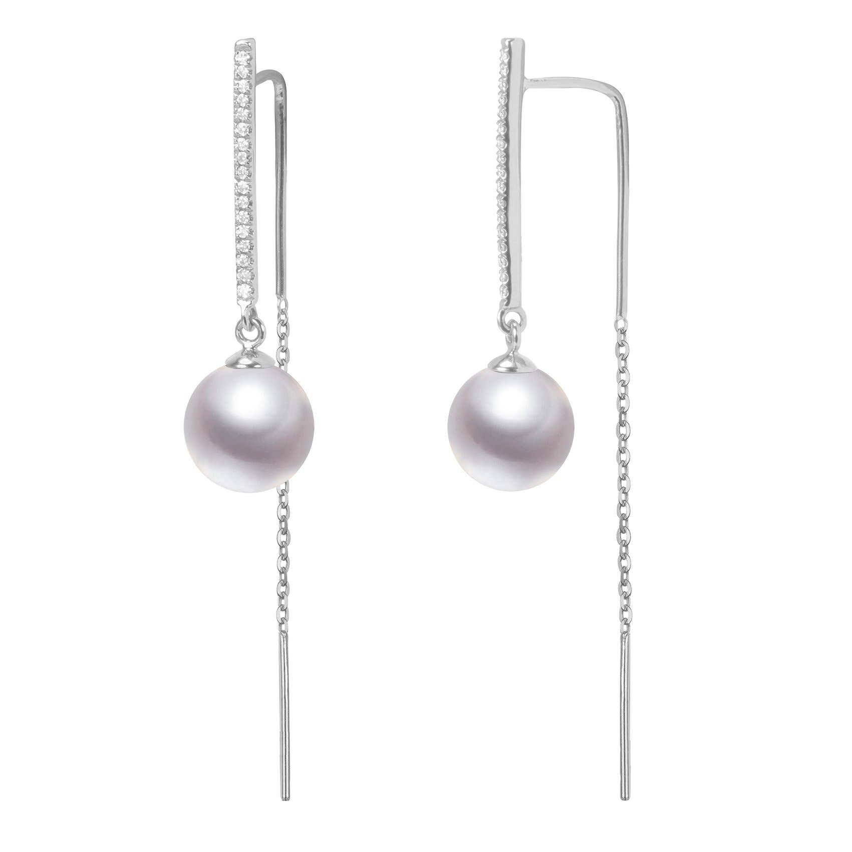 Timeless Pearl - Wholesale Dangle Earrings - G18k Diamonds Edison Pearl Threader Earrings1