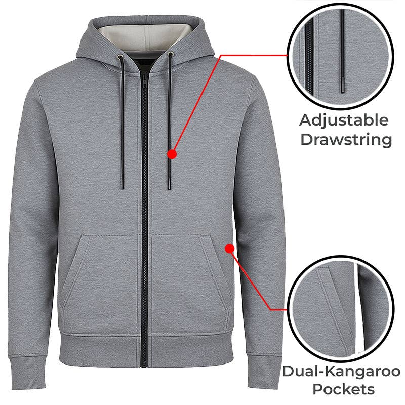 Galaxy By Harvic - Wholesale Hoodie – Men's - Men's Fleece Lined Zip Up Hoodie (S-3XL)1