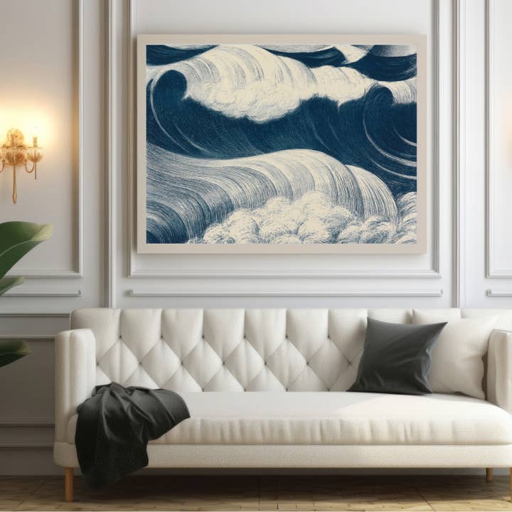 Ocean Wave Art Print: Minimal Coastal Wall Decor for wholesale by Printmast Canvas Studio