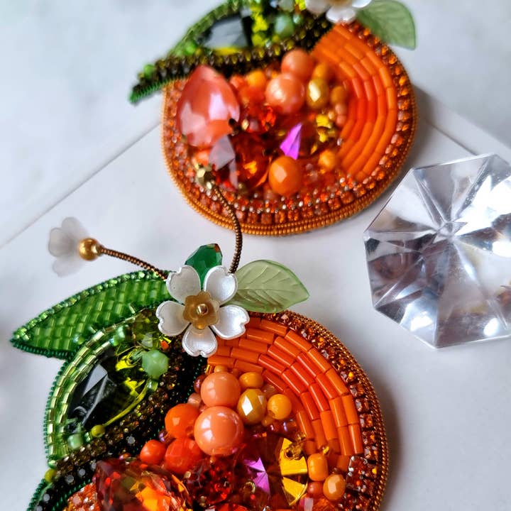 knipEYES - Wholesale Brooch - Brooches Orange Handmade2