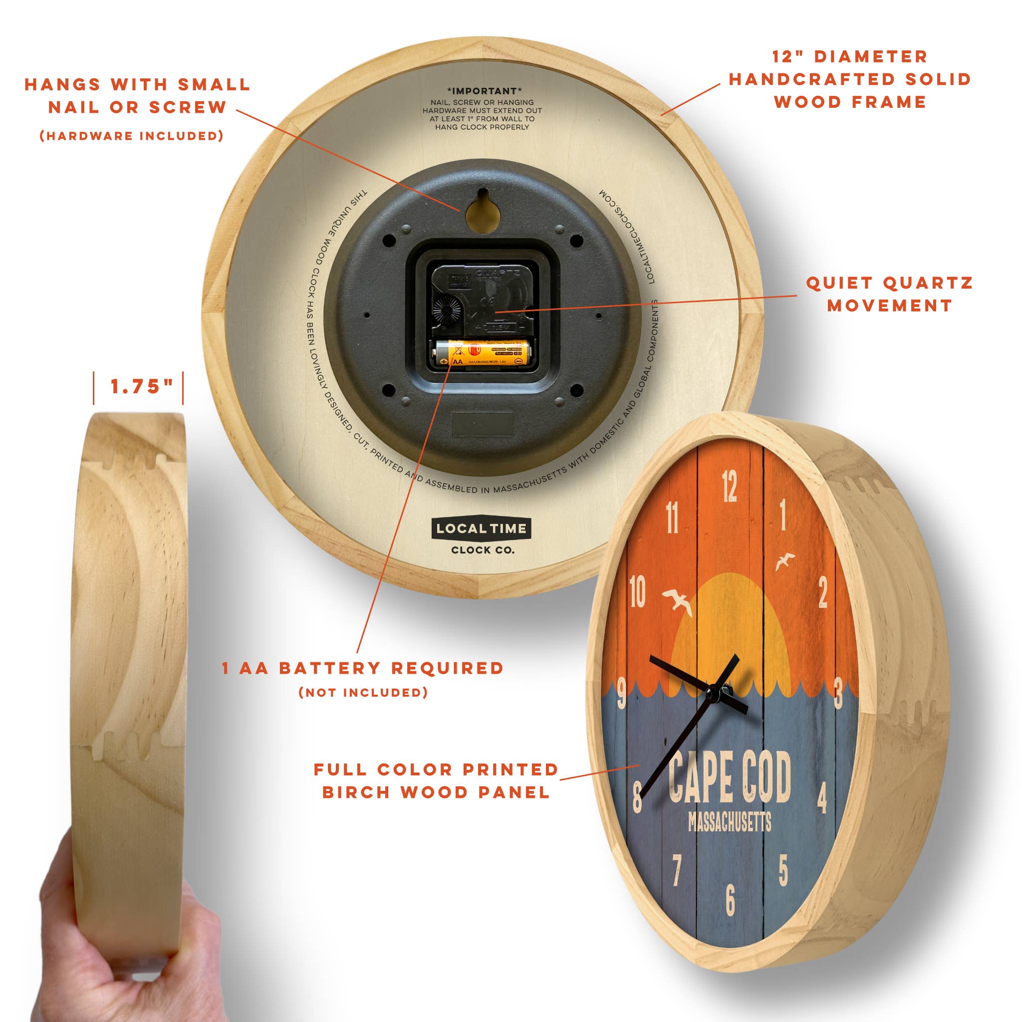 Local Time Clock Co. - Wholesale Wall Clock - Personalized Beach Time Wall Clock - 12" Diameter7