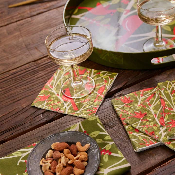 rockflowerpaper - Venta al por mayor Servilletas desechables - Servilletas de cóctel de papel con cardenales rojos (paquete de 25)1