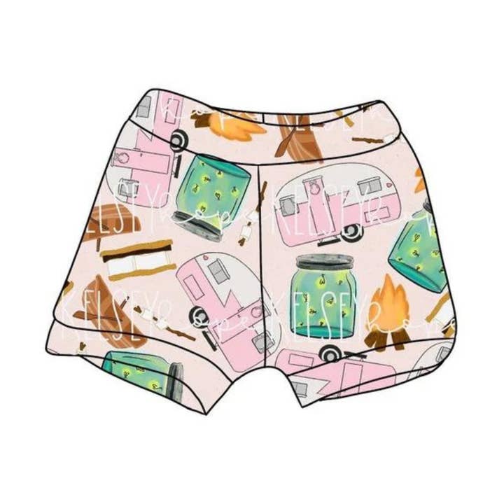 Pantaloncini Firefly, pantaloncini da campeggio, pantaloncini da bambino unisex per la vendita all'ingrosso da parte di Remi Rae’s LLC