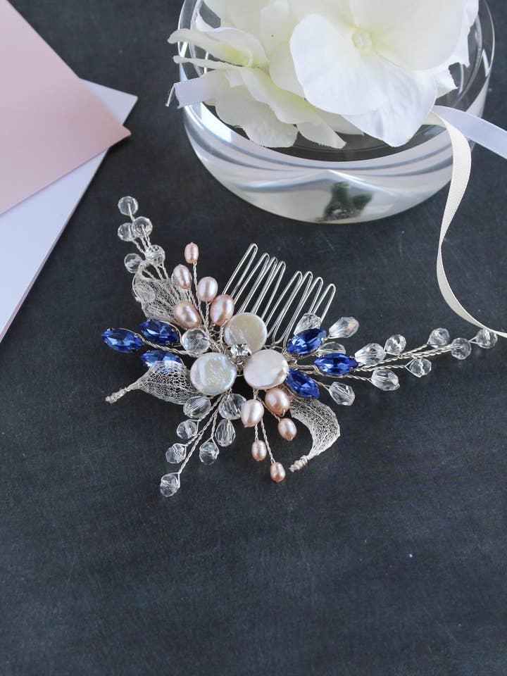 Pearl Leaf Bridal Hair Comb for wholesale by Julia Key's Designs