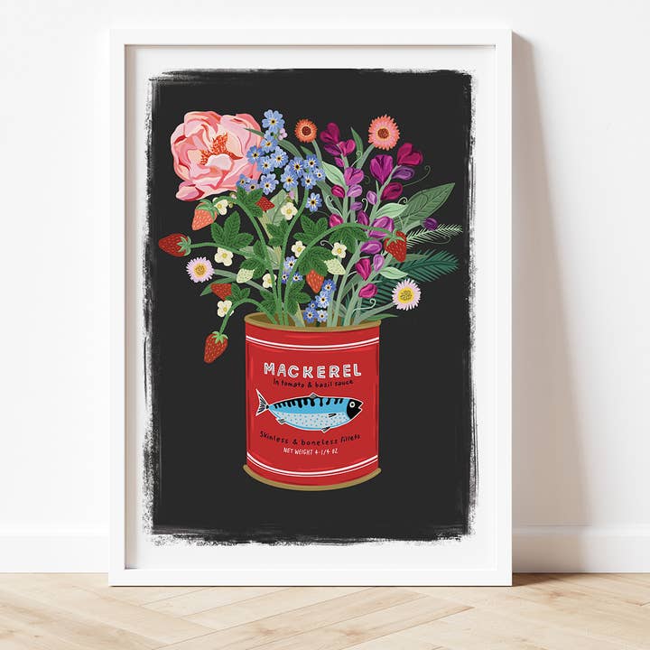 Bea Baranowska Illustration - Wholesale Art Print - Floral Posy in vintage Mackerel Tin Print1
