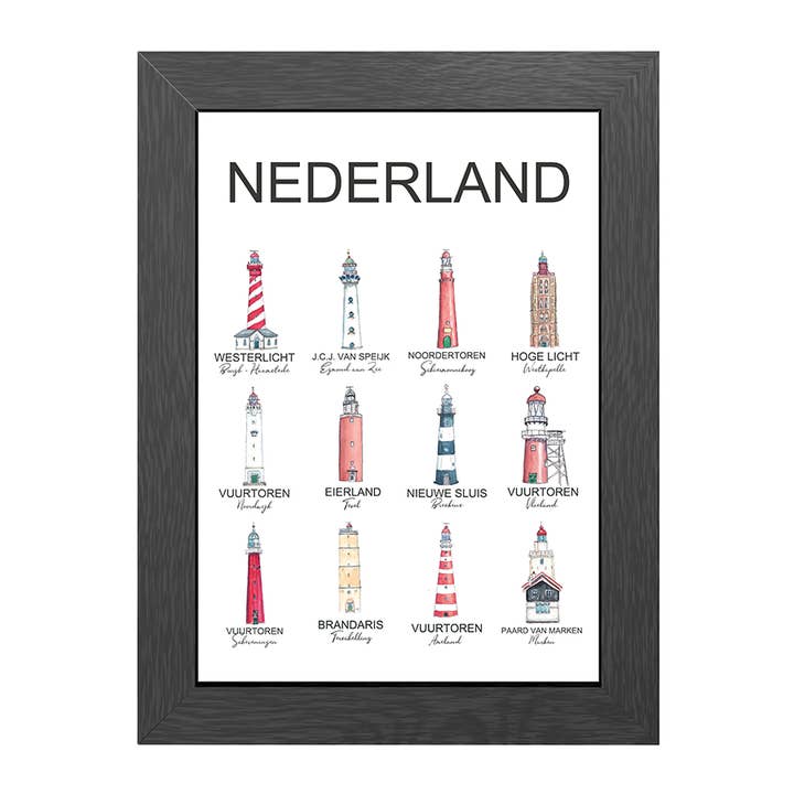 Poster A4 Lighthouses the Netherlands in Frame pour la vente par JOYIN