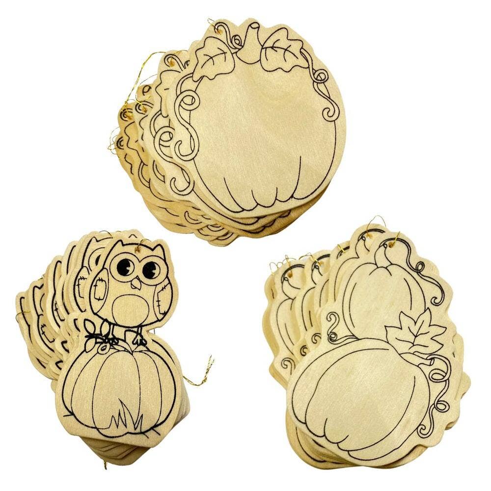 Factory Direct Craft - Vente Découpages - Lot de 30 découpes de citrouilles en bois prêtes à décorer1