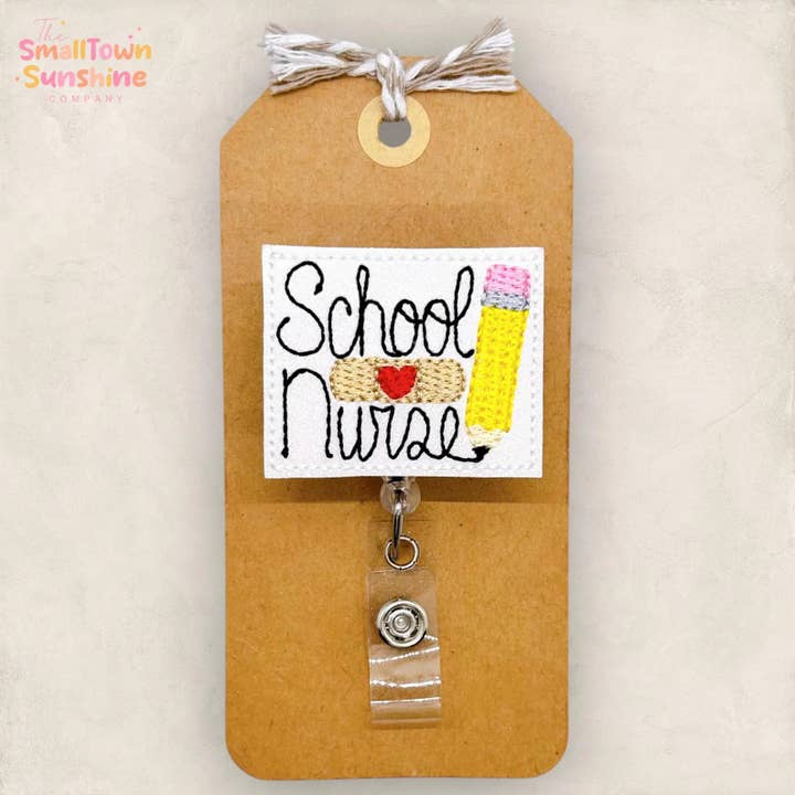 School Nurse with Pencil Badge Reel for wholesale by The SmallTownSunshine Company