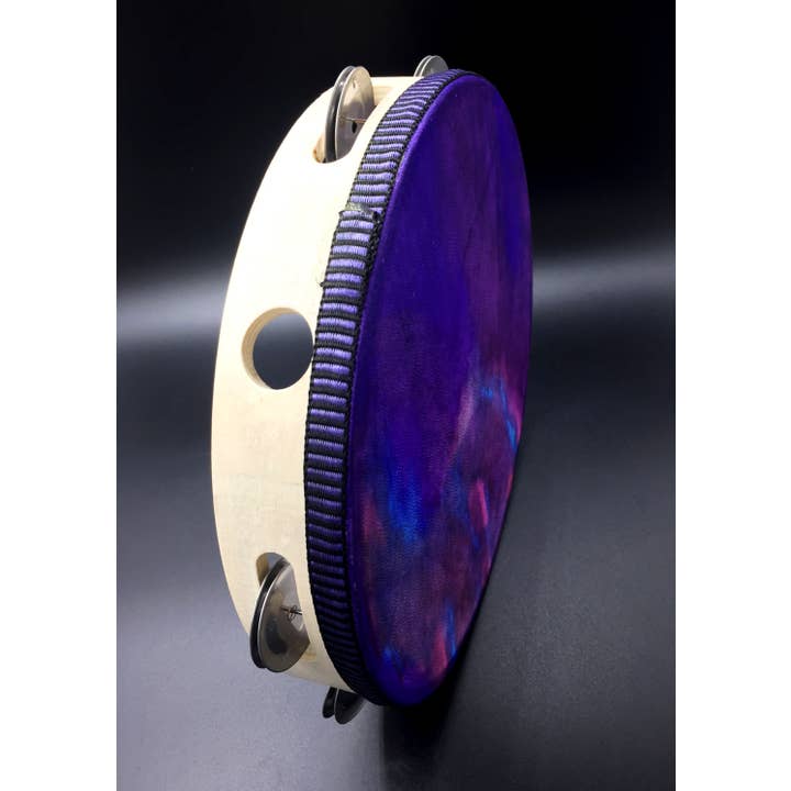 inRhythm - Venta al por mayor Escultura - Pandereta morada de 10 pulgadas con soporte de exhibición iluminado opcional