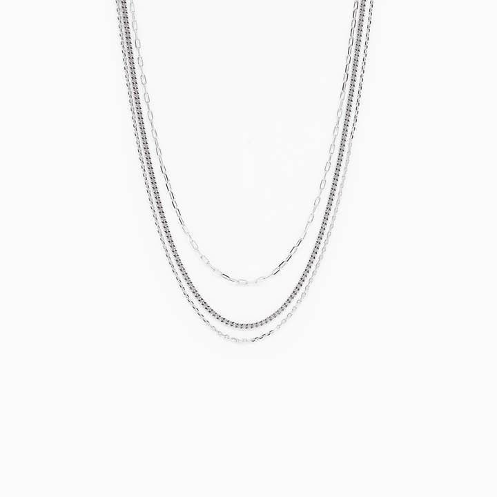 Sessori - Wholesale Link & Chain Necklace - Unique Triple Layered Chain Necklace