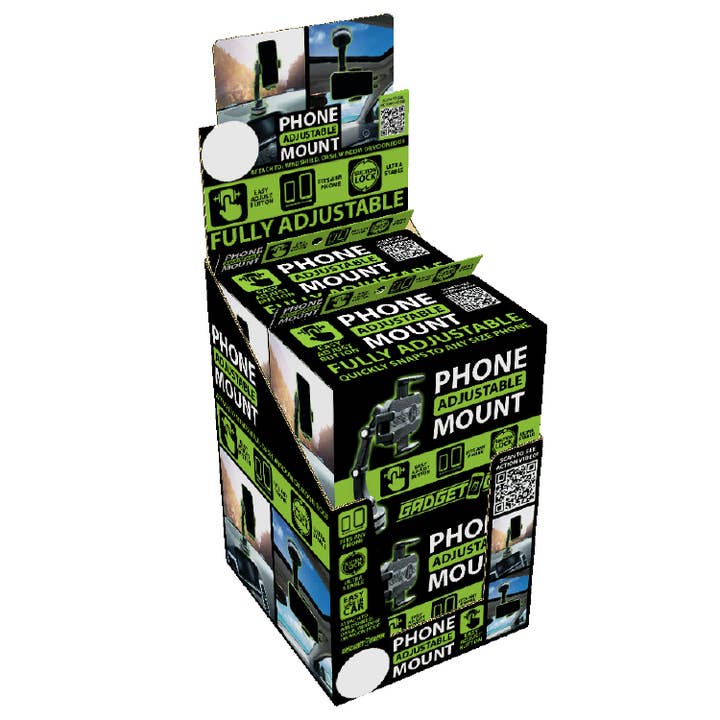 Novelty Brands - Wholesale Phone/Tablet Stand - Gadget Gear Suction Based Adjustable Phone Mount - 4/Display11