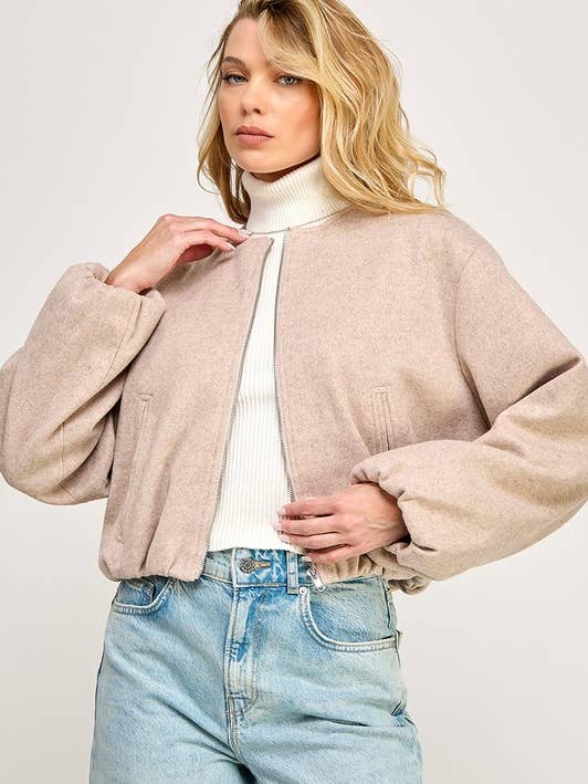 Miss Love - Wholesale Bomber Jacket - Women's - SOFT POCKETED BUBBLE BOMBER JACKET