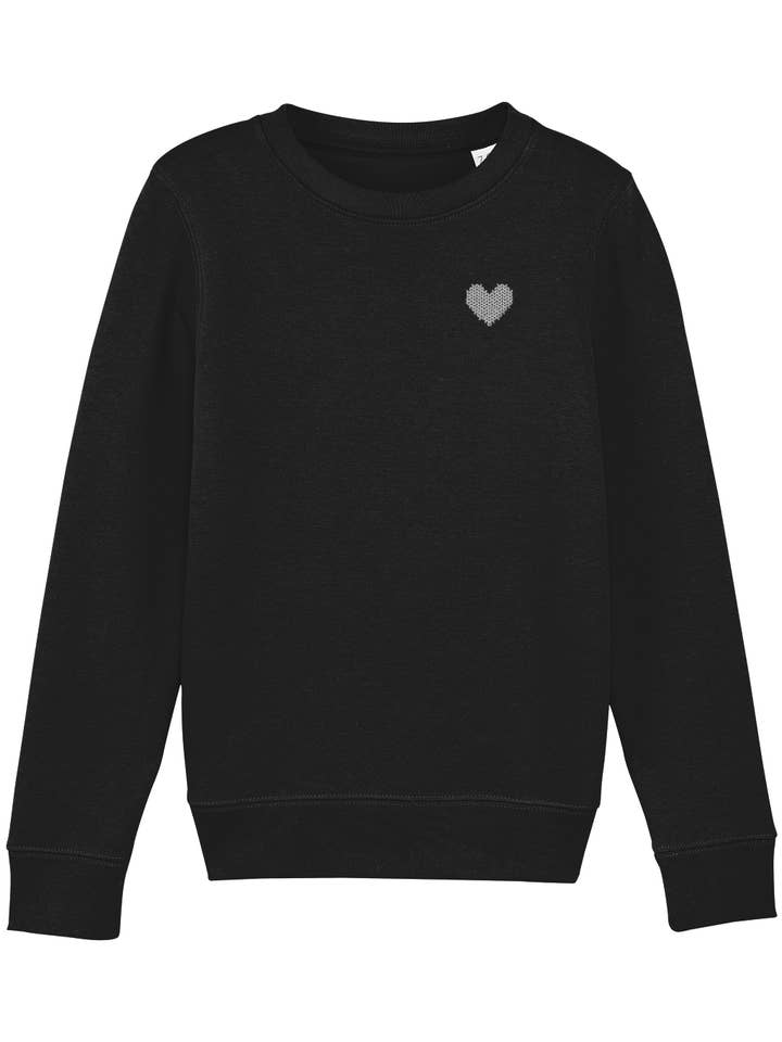 Schwarz Made with Love Pullover mit Herzmotiv für Kinder, Weiß für den Großhandel auf Faire