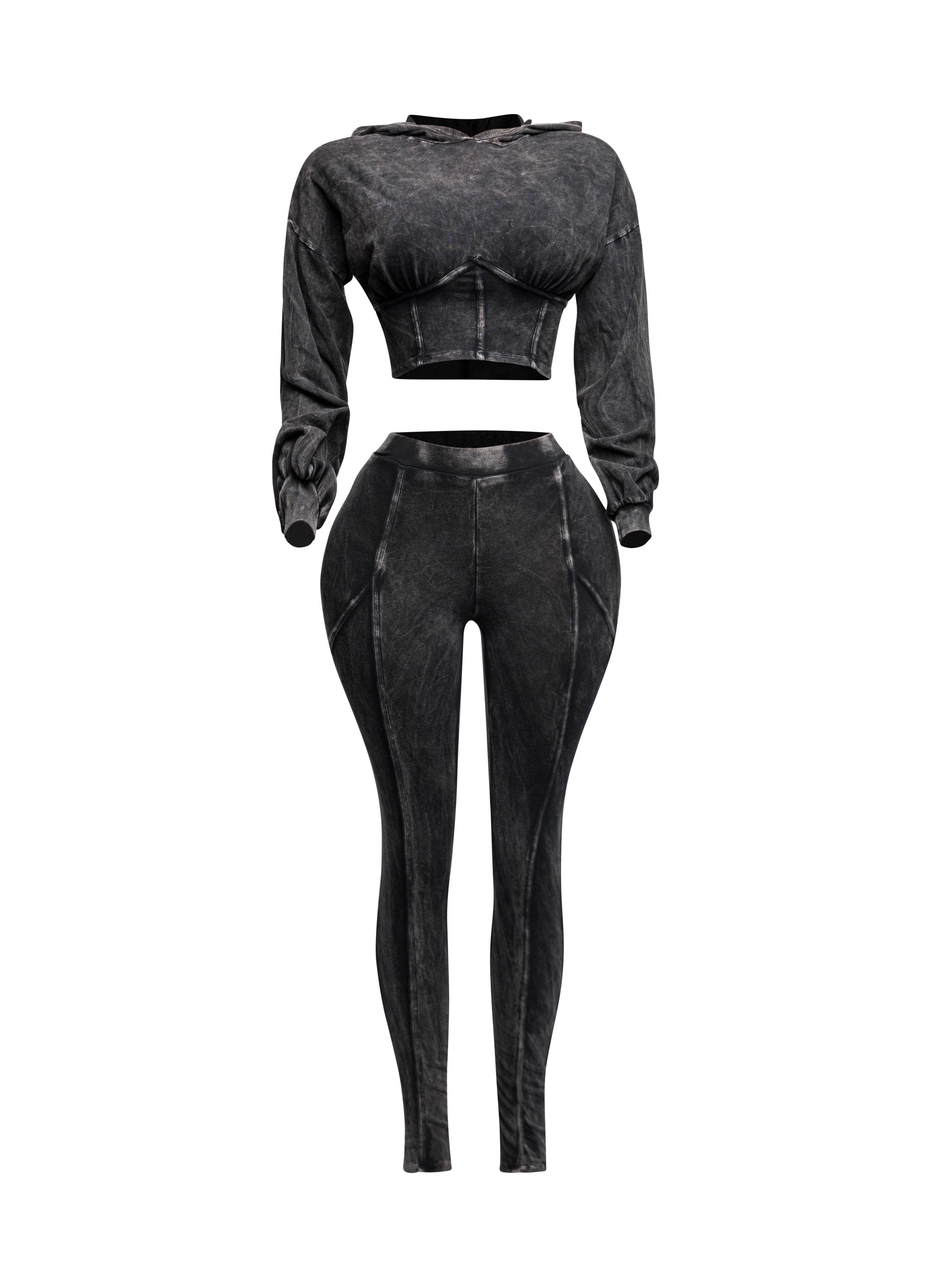 K Too - Wholesale Tops Set - Women's - Mineral washed hood top & leggings set8