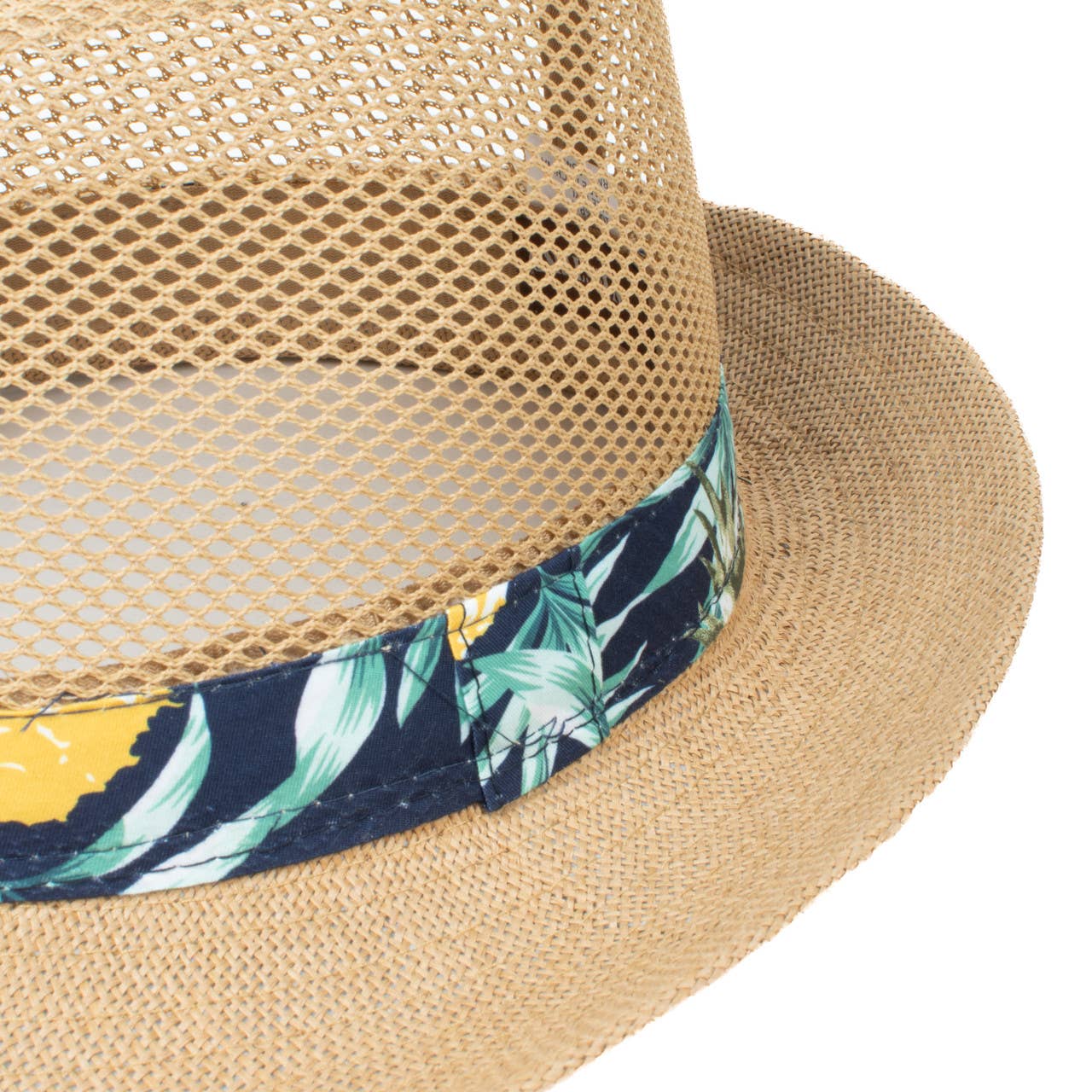 Selini New York - Vente Chapeau en feutre – homme - Chapeau Fedora tendance à bandes en maille rafraîchissante pour hommes-FSS171345