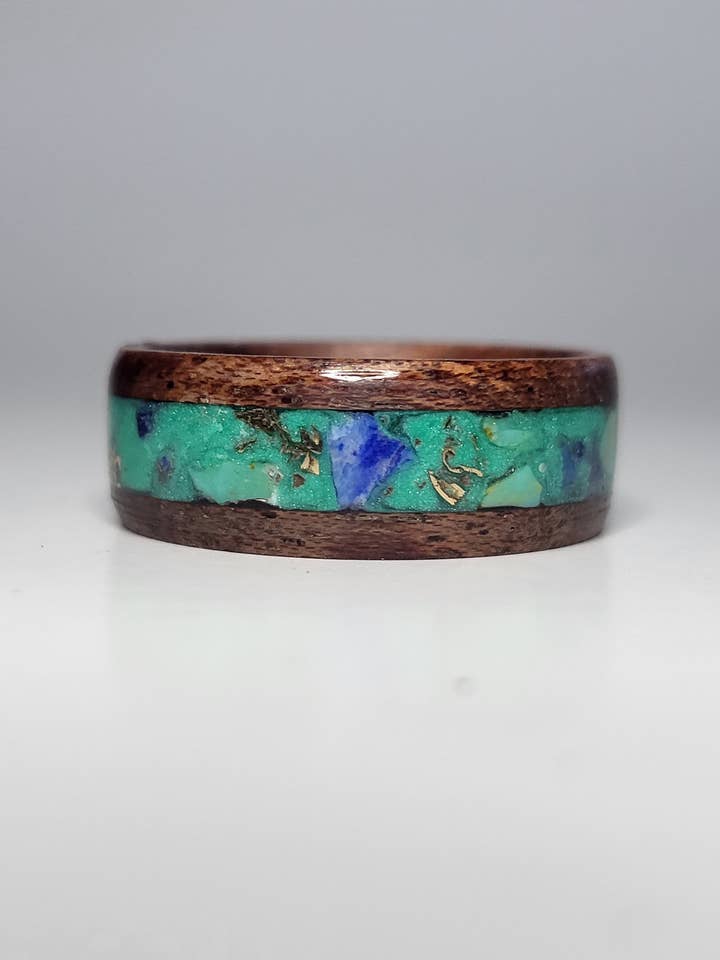 Brazilian Rosewood Band Lapis Lazuli, Turquoise, Bronze for wholesale by Natural Evolution Design